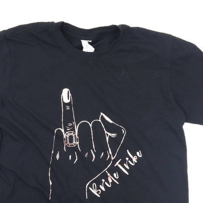 Womens UK Size M Gildan Black Basic T-Shirt