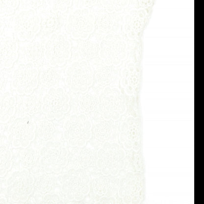 YD Girls White Floral  Basic Tank Size 7-8 Years  - Open Lace