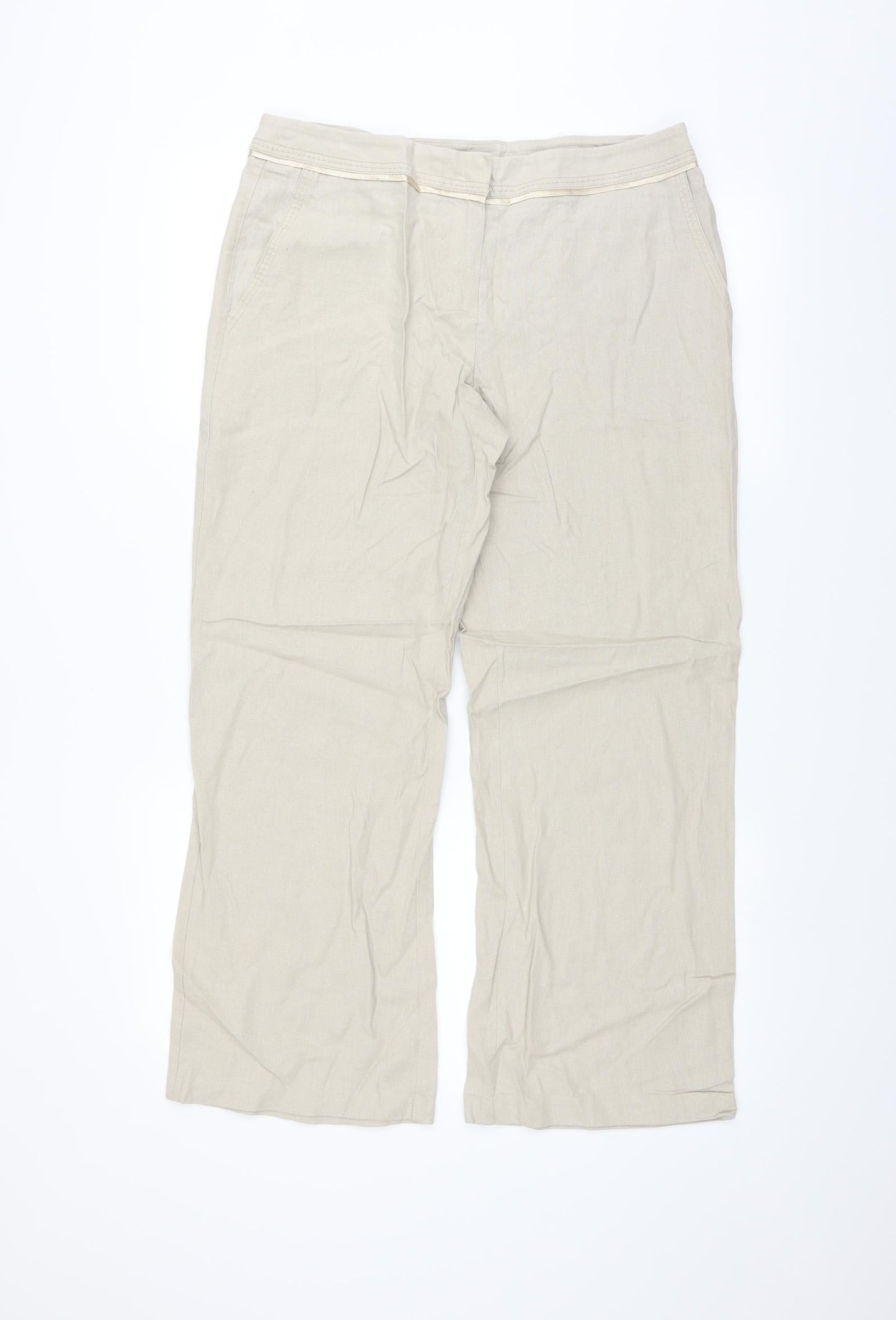 Womens UK Size 14 Marks and Spencer Regular Fit  Beige Trousers