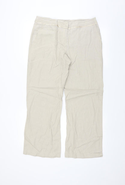 Womens UK Size 14 Marks and Spencer Regular Fit  Beige Trousers