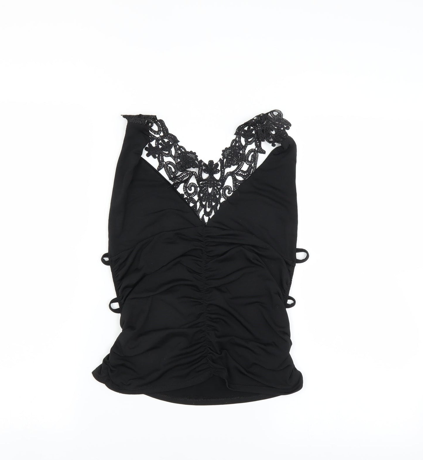 Womens UK Size  Preworn Black Basic Button-Up