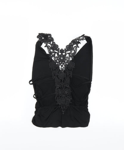 Womens UK Size  Preworn Black Basic Button-Up