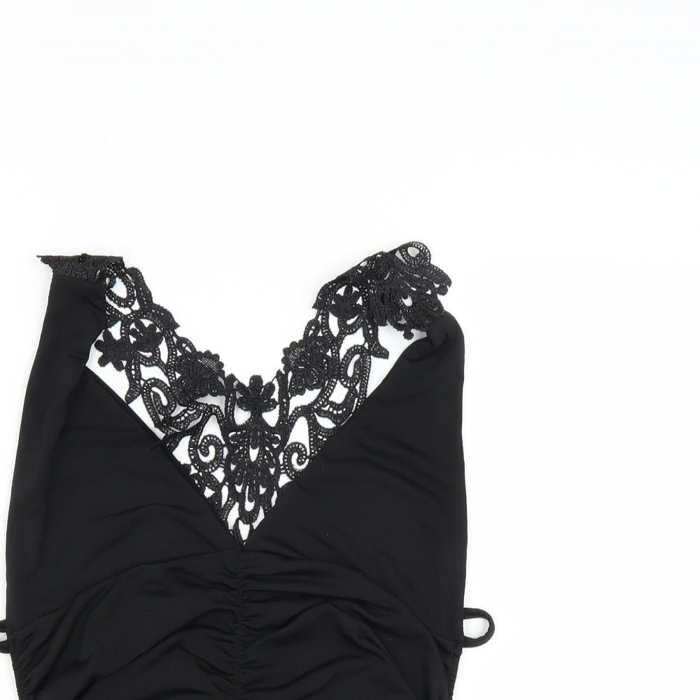 Womens UK Size  Preworn Black Basic Button-Up