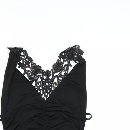 Womens UK Size  Preworn Black Basic Button-Up
