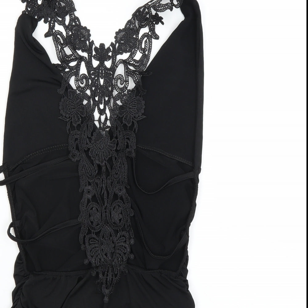 Womens UK Size  Preworn Black Basic Button-Up