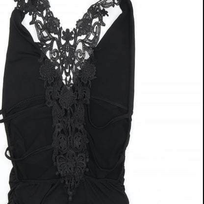Womens UK Size  Preworn Black Basic Button-Up