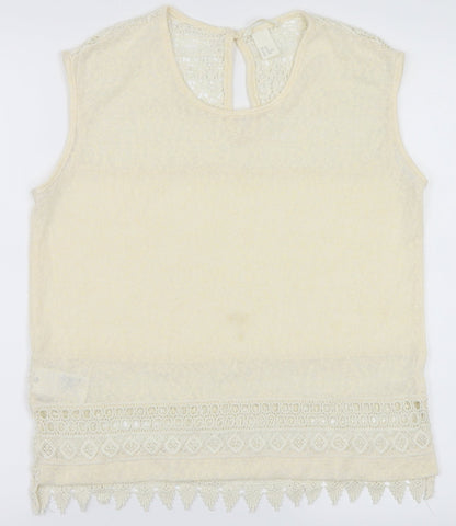 Womens UK Size XS H&M Ivory Basic T-Shirt