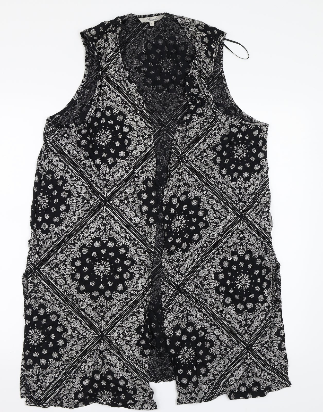 Womens UK Size M Peacocks Black Basic Blouse