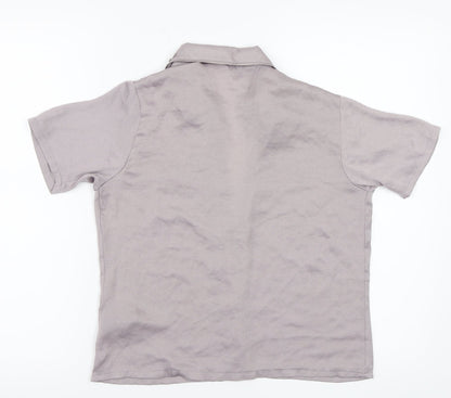 Womens UK Size 4 Secret Possessions Grey Basic Button-Up