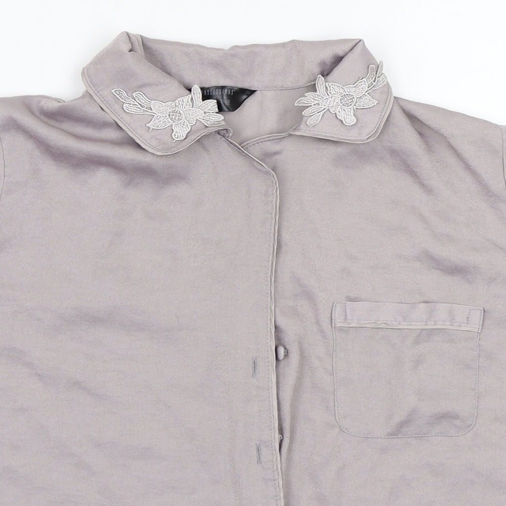 Womens UK Size 4 Secret Possessions Grey Basic Button-Up