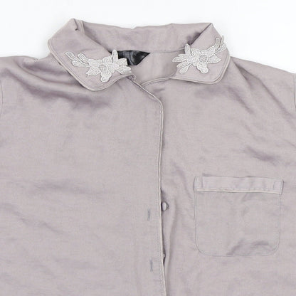Womens UK Size 4 Secret Possessions Grey Basic Button-Up