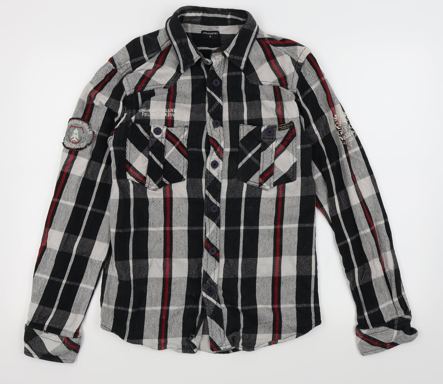 UrbanSpirit Mens Grey Check   Button-Up Size S