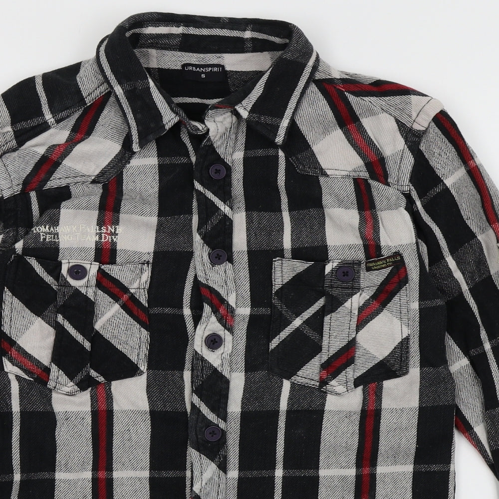 UrbanSpirit Mens Grey Check   Button-Up Size S