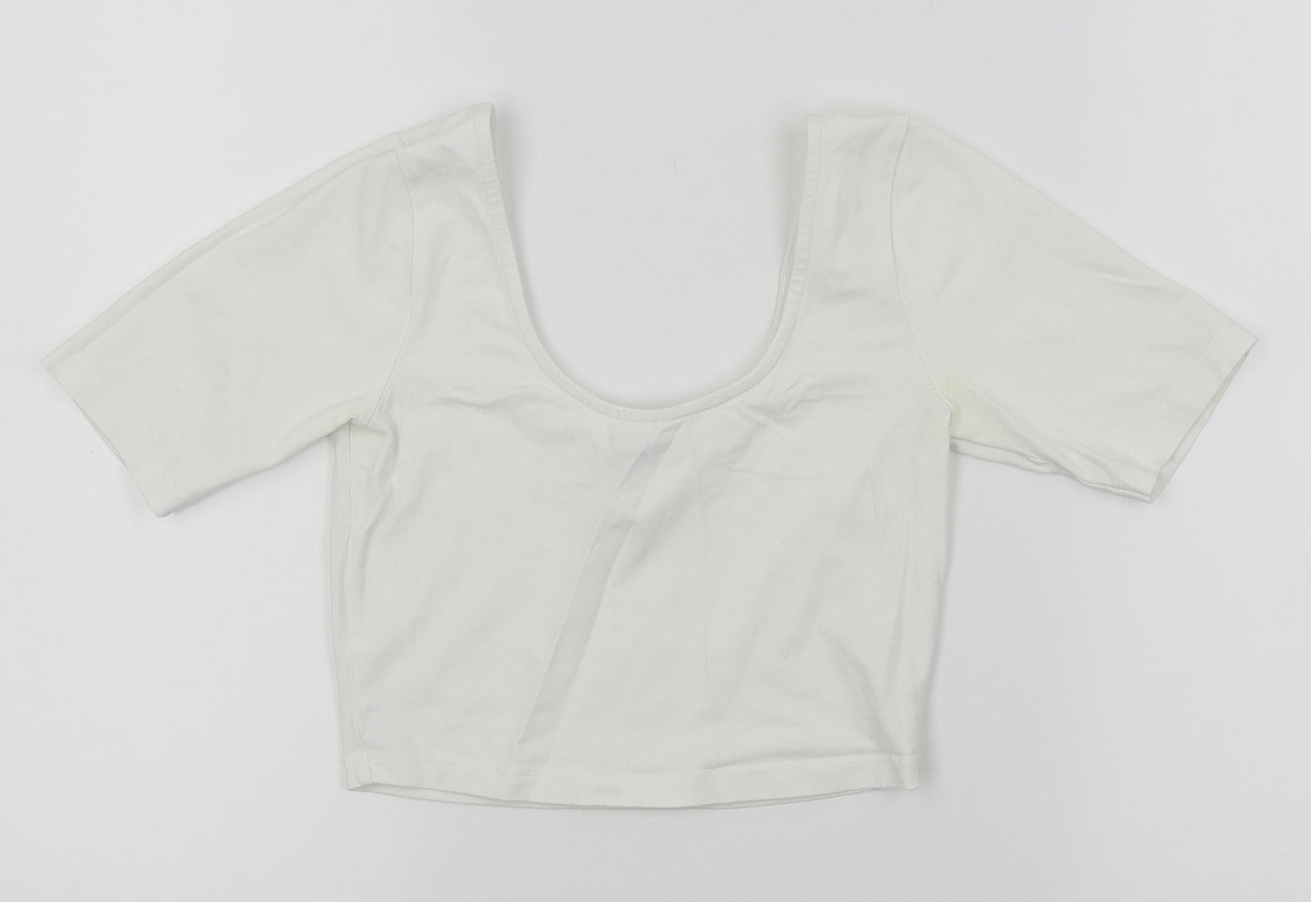 Womens UK Size 4 ASOS White Cropped T-Shirt