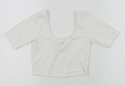 Womens UK Size 4 ASOS White Cropped T-Shirt