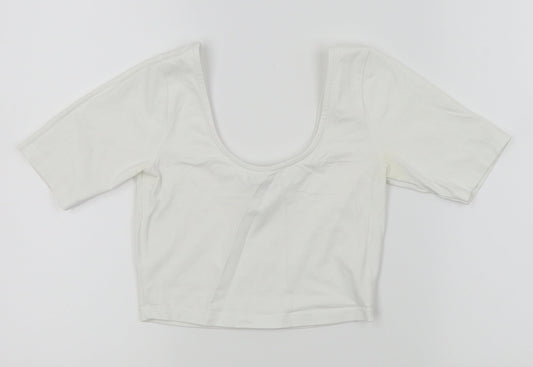 Womens UK Size 4 ASOS White Cropped T-Shirt