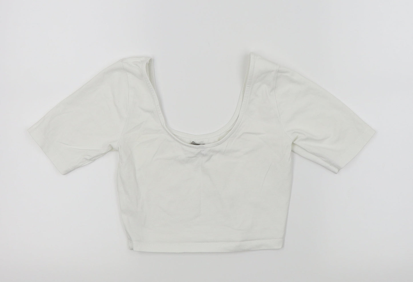 Womens UK Size 4 ASOS White Cropped T-Shirt