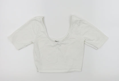 Womens UK Size 4 ASOS White Cropped T-Shirt