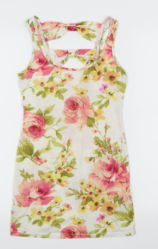 New Look Womens White Floral  Fit & Flare  Size 8