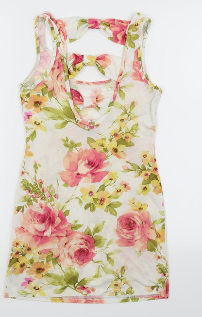 New Look Womens White Floral  Fit & Flare  Size 8