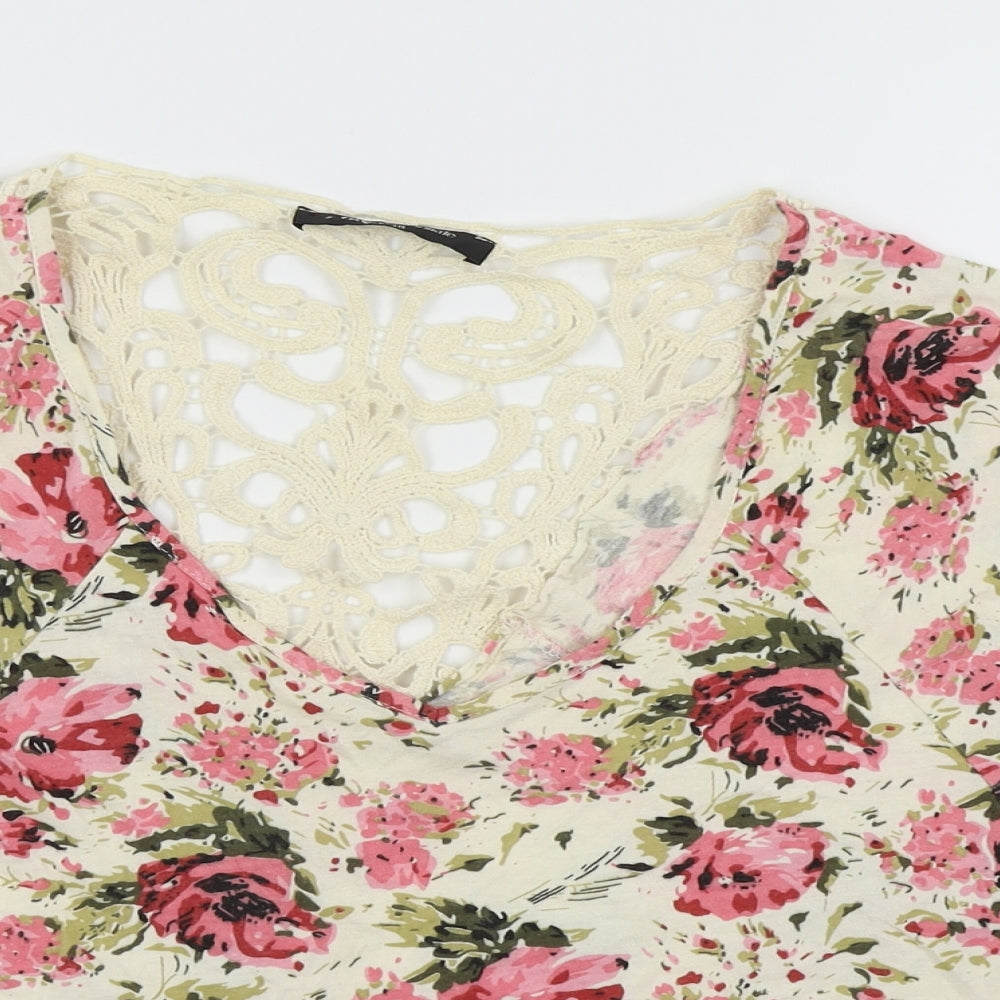Womens UK Size 10 Internacionale White Cropped T-Shirt