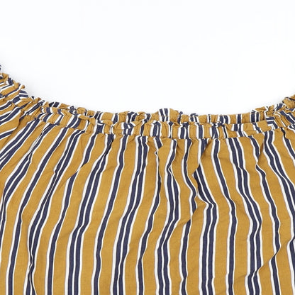 Matalan Womens Yellow Striped  Basic Blouse Size 14