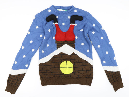 Cedar Wood State Mens Blue   Pullover Jumper Size XS  - santa christmas