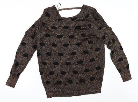 Matalan Womens Brown   Pullover Jumper Size 14  - Cut Out Shoulders