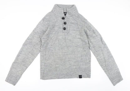 Ambrose & Jackson Mens Grey   Henley Jumper Size S