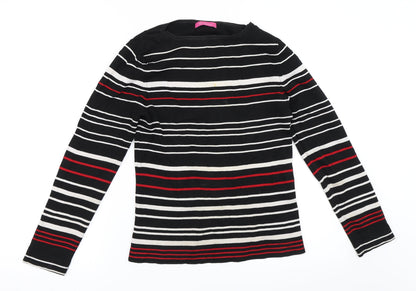 For Women Womens Black Striped  Pullover Jumper Size 12