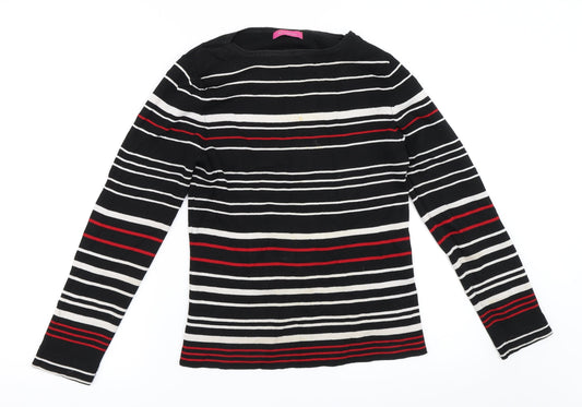 For Women Womens Black Striped  Pullover Jumper Size 12