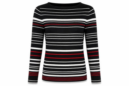 For Women Womens Black Striped  Pullover Jumper Size 12
