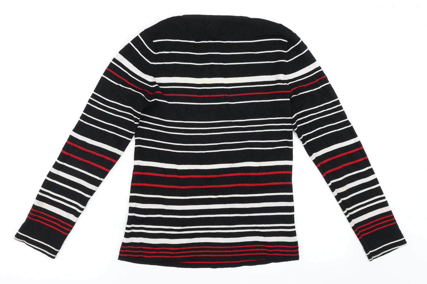 For Women Womens Black Striped  Pullover Jumper Size 12