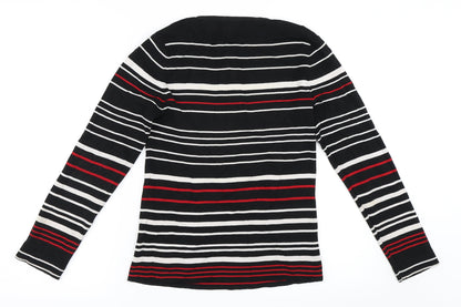 For Women Womens Black Striped  Pullover Jumper Size 12