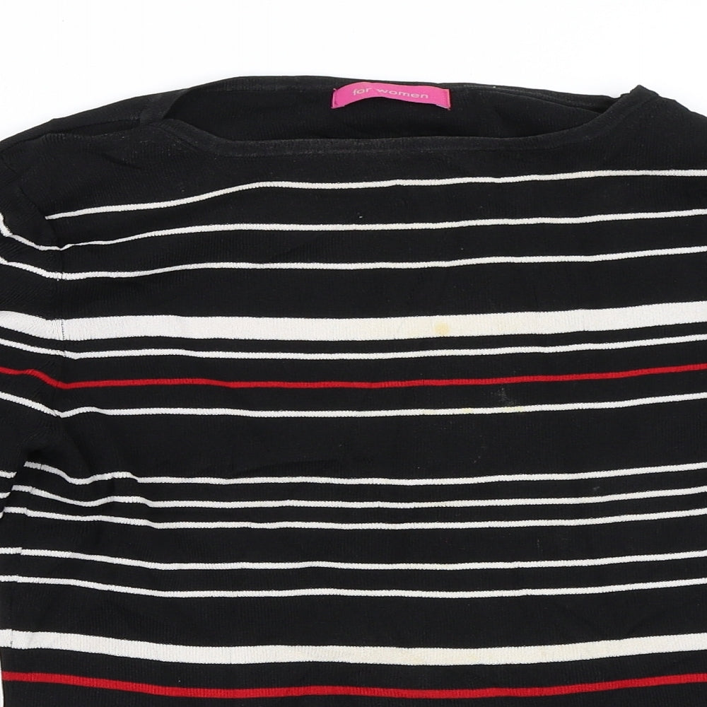 For Women Womens Black Striped  Pullover Jumper Size 12