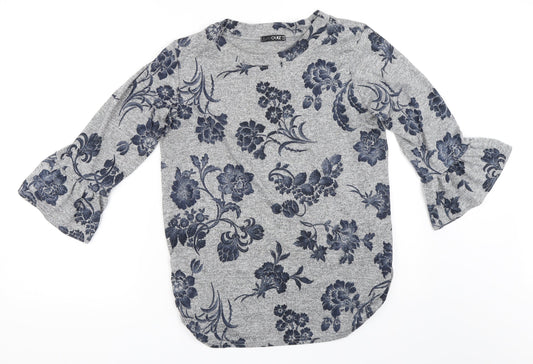 Quiz Womens Grey Floral  Pullover Jumper Size 14
