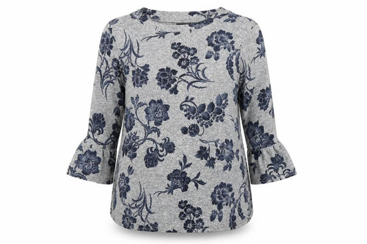 Quiz Womens Grey Floral  Pullover Jumper Size 14