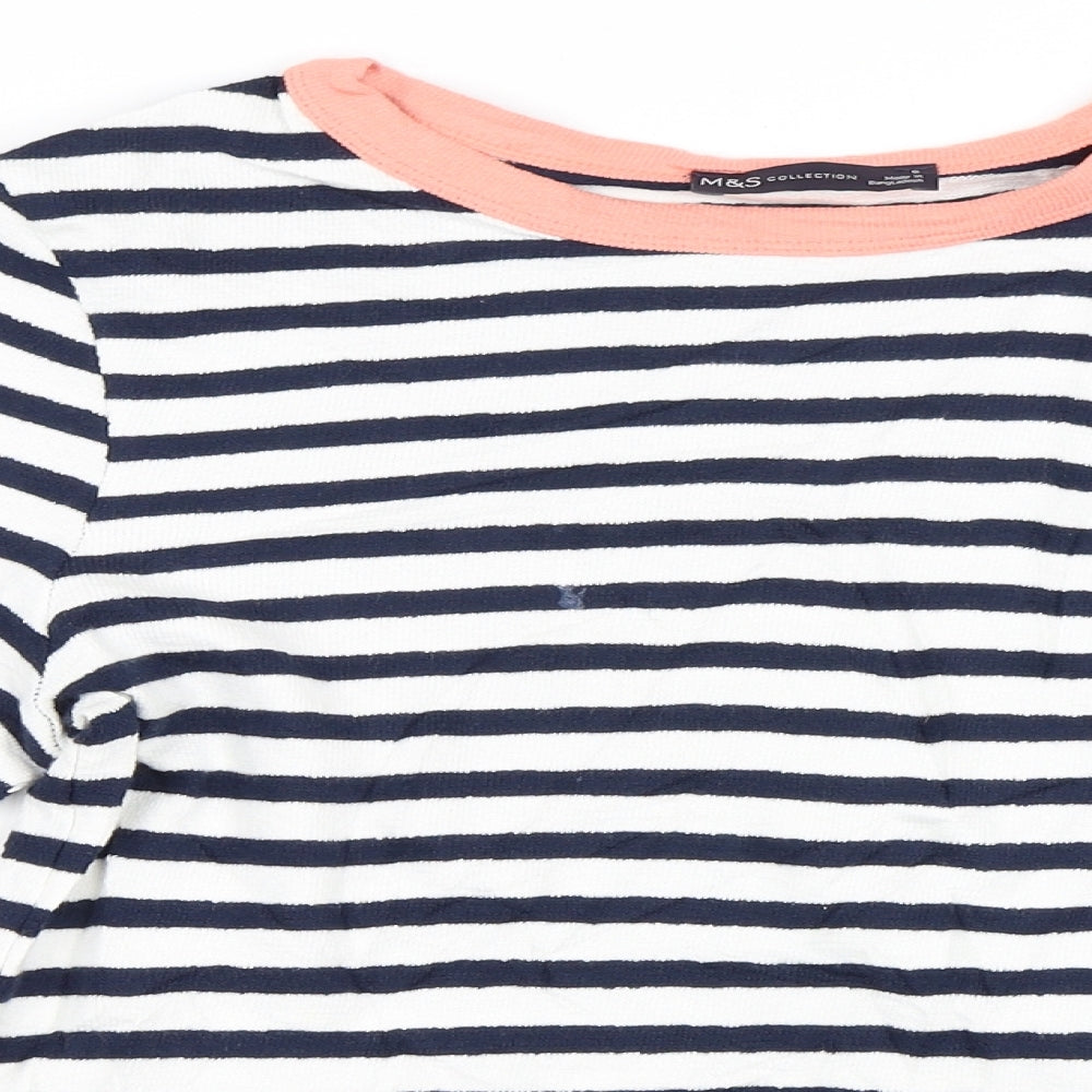 Marks and Spencer Womens White Striped  Pullover Jumper Size 6