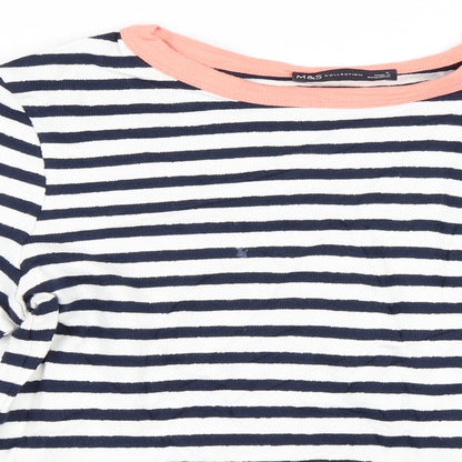 Marks and Spencer Womens White Striped  Pullover Jumper Size 6