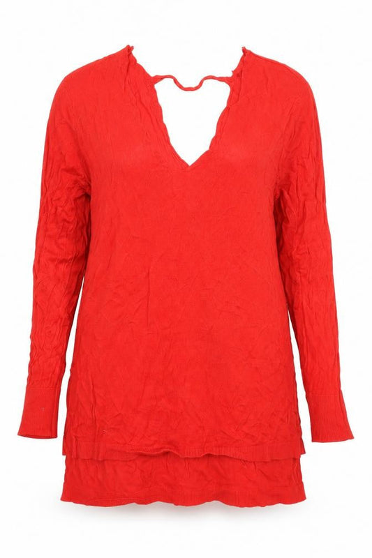 Peacocks Womens Red   Tunic Jumper Size 16  - Keyhole neck