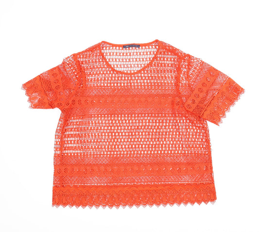 M&S Womens Red Floral  Basic Blouse Size L