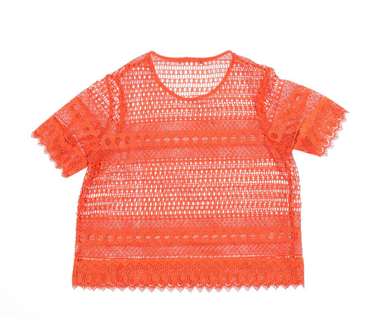 M&S Womens Red Floral  Basic Blouse Size L