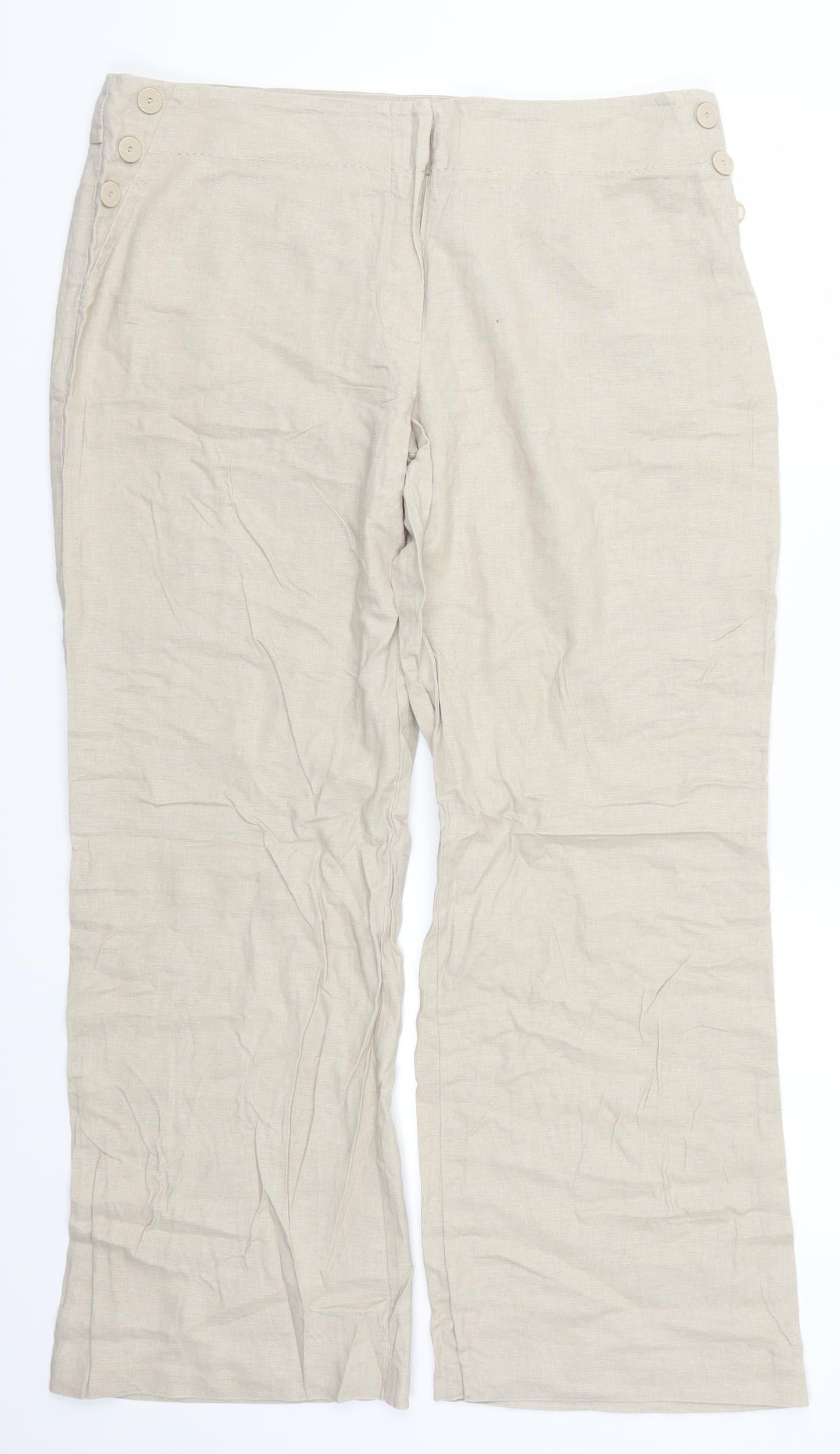 Womens UK Size 16 Marks and Spencer Regular Fit  Beige Trousers