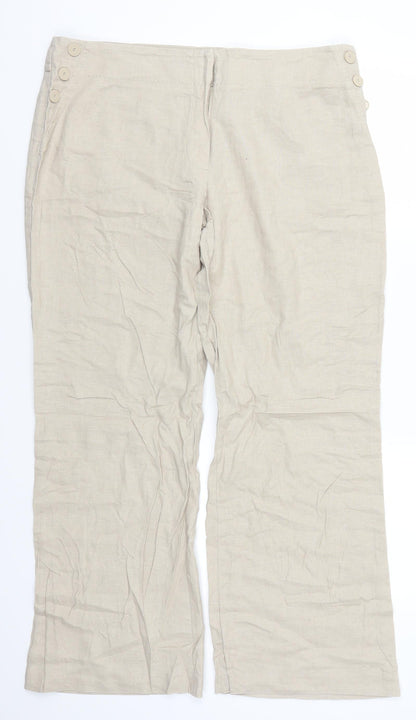 Womens UK Size 16 Marks and Spencer Regular Fit  Beige Trousers