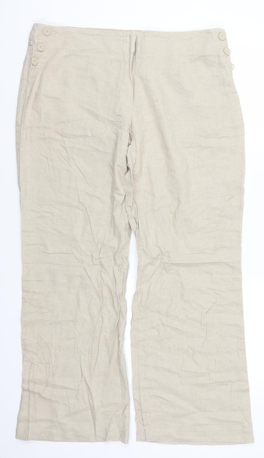 Womens UK Size 16 Marks and Spencer Regular Fit  Beige Trousers