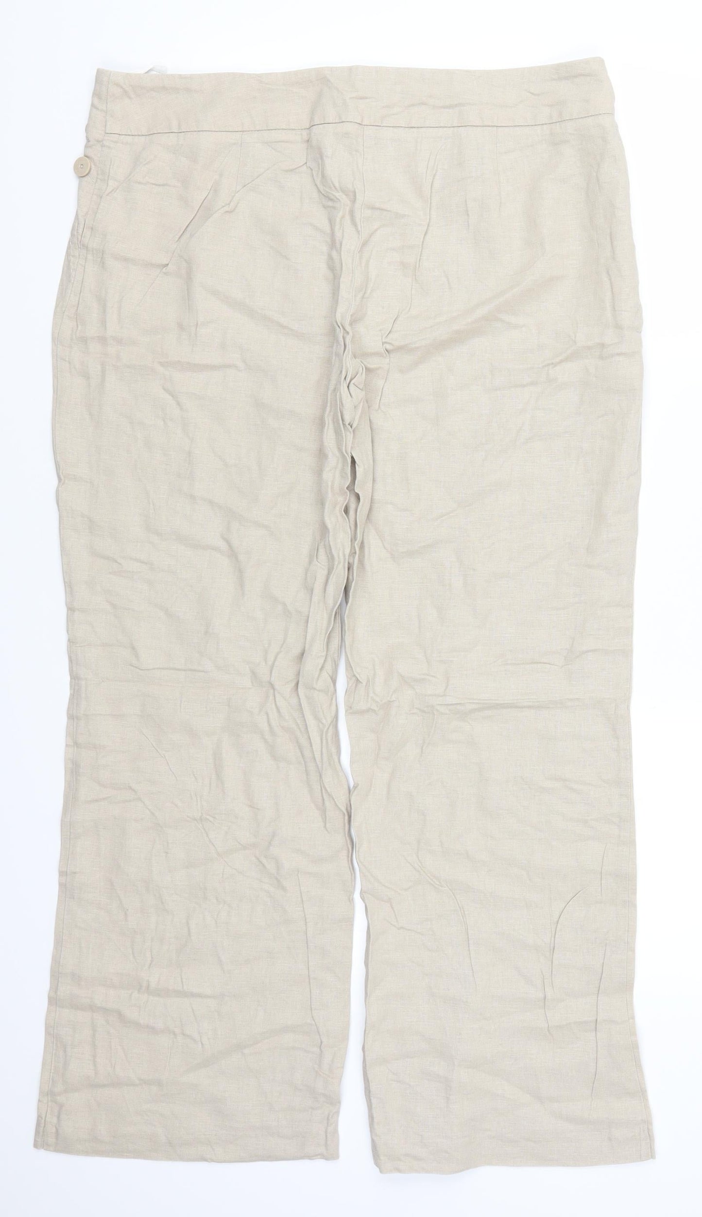 Womens UK Size 16 Marks and Spencer Regular Fit  Beige Trousers