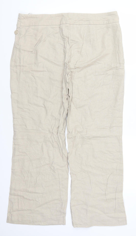 Womens UK Size 16 Marks and Spencer Regular Fit  Beige Trousers