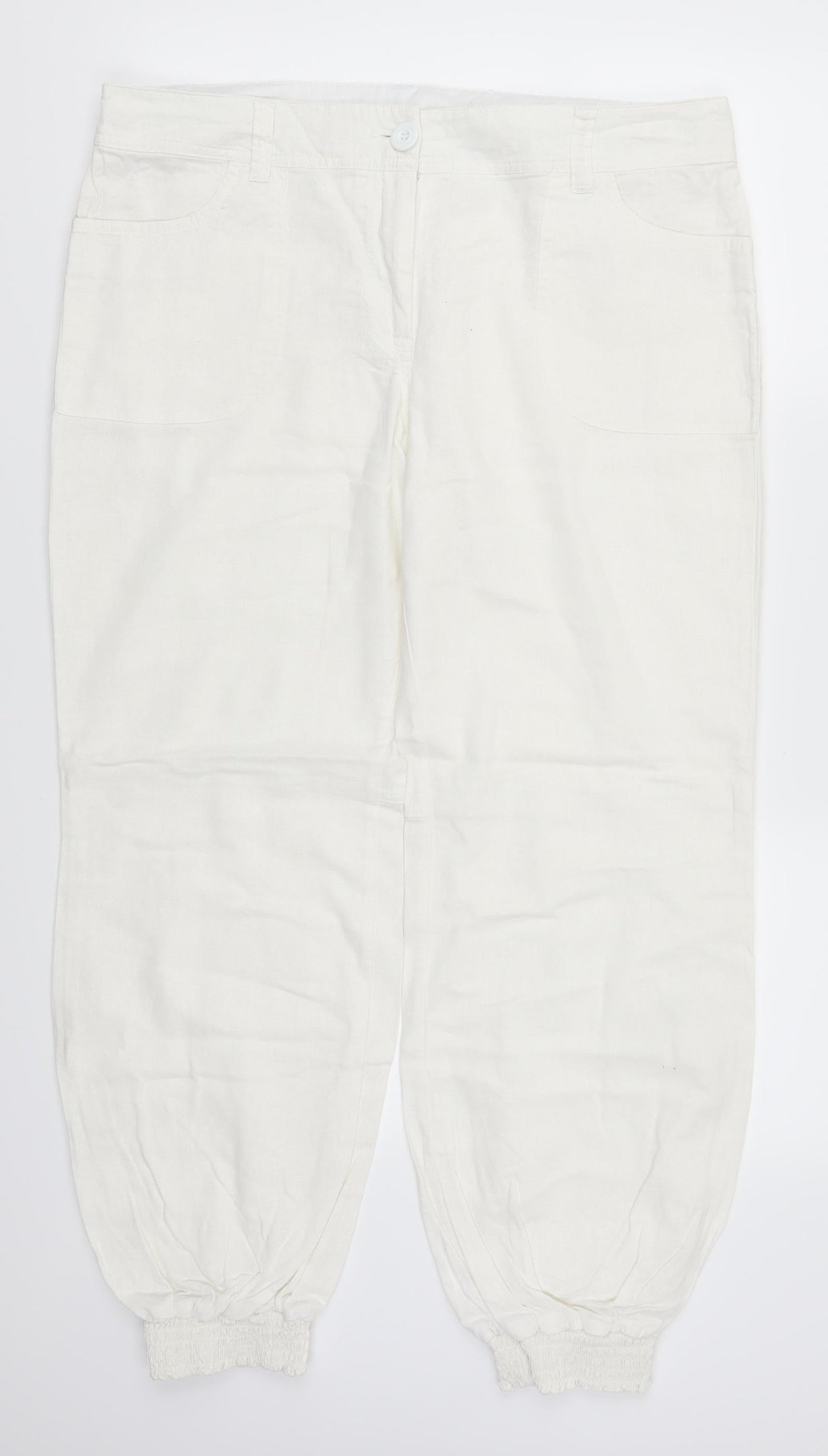 Womens UK Size 14 NEXT Regular Fit  White Trousers
