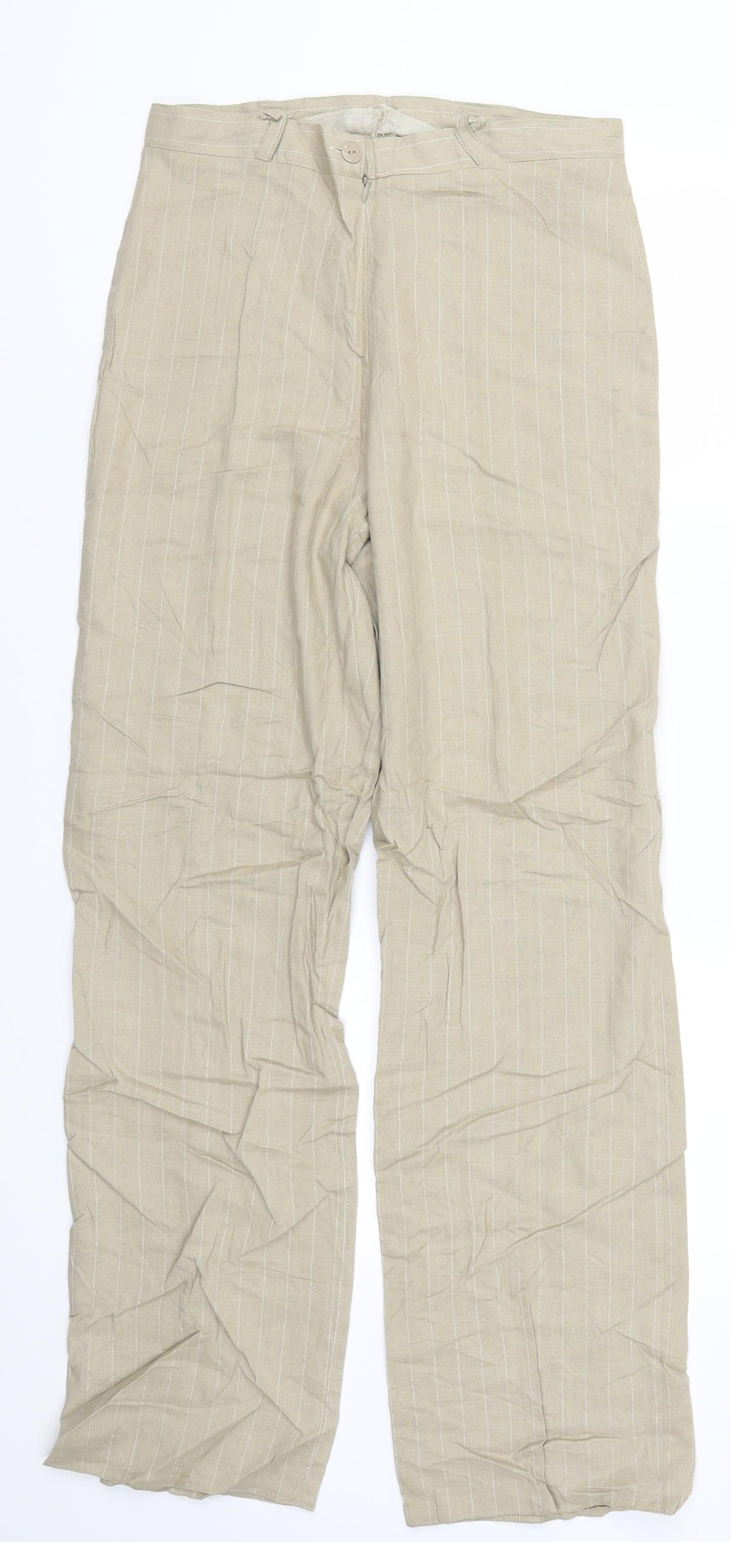 Konczar Womens Beige Striped  Trousers  Size 28 in L29 in