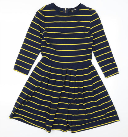 FOREVER 21 Womens Blue Striped  Skater Dress  Size S  - Yellow Stripes